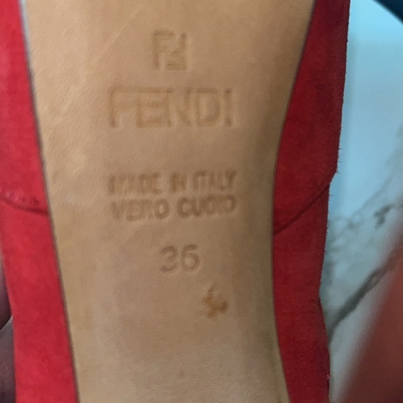 FENDI Red Studded Suede Platform Ankle heels boots, Size 36 US 5.5 - Picture 12 of 13